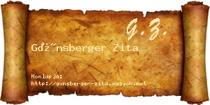 Günsberger Zita névjegykártya
